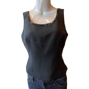 Kasper Womens Fitted Tank Top Scoop Neck Sleeveless Pullover Black Size 8P